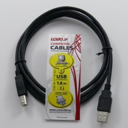 Kabel USB (2.0) USB A M- USB B M 1.8m czarny Logo