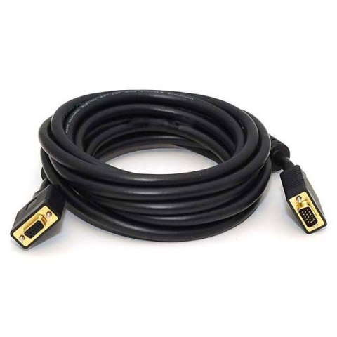 Kabel VGA (D-sub) M- VGA (D-sub) F, 10m, pozłacane końcówki, ekranowany, czarna