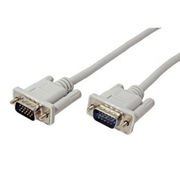 Kabel VGA (D-sub) M- VGA (D-sub) F, VGA, 2m, szara