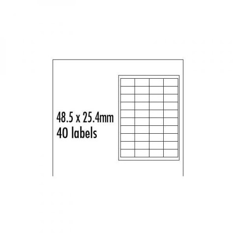 Logo etykiety 48.5mm x 25.4mm, A4, matowe, niebieskie, 40 etykiety, pakowany po 10 szt., do drukarek atramentowych i laserowych