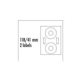 Logo etykiety na CD 118/41mm, A4, matowe, białe, 2 etykiety, 2 płyty, 140g/m2, pakowany po 10 szt., do drukarek atramentowych i 