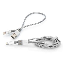 Kabel USB (2.0) USB A M- Apple Lightning M 1m srebrny Verbatim box 48873 2szt 1x100cm + 1x30cm