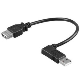 Kabel USB (2.0) USB A M- USB A F 0.1m pod katem 90° czarny