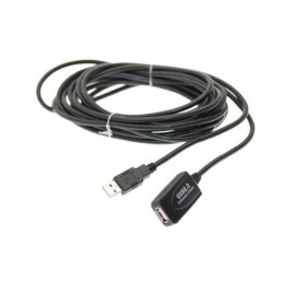 Kabel USB (2.0) USB A M- USB A F 12m aktywne rozszerzenie czarny