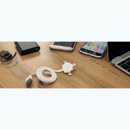 Kabel USB (2.0) USB A M- USB C / Lightning / Micro-USB 1.5m 3w1 różowy Powercube płaski