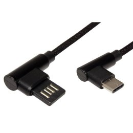 Kabel USB (2.0) USB A M- USB C M 0.8m okrągły czarny plastic bag kąt (90°)