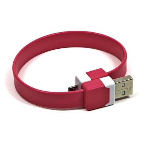 Kabel USB (2.0) USB A M- USB micro M 0.25m różowy Logo blistr na nadgarstek