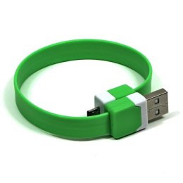 Kabel USB (2.0) USB A M- USB micro M 0.25m zielony Logo blistr na nadgarstek