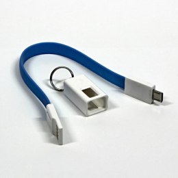 Kabel USB (2.0) USB A M- USB micro M 0.2m niebieski breloczek na klucze