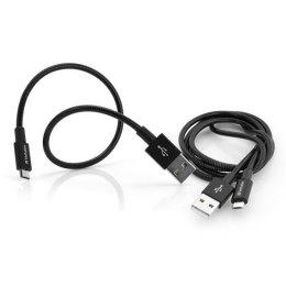 Kabel USB (2.0) USB A M- USB micro M 1m czarny Verbatim box 48875 2szt 1x100cm + 1x30cm