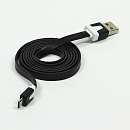 Kabel USB (2.0) USB A M- USB micro M 1m płaski czarny Logo blistr