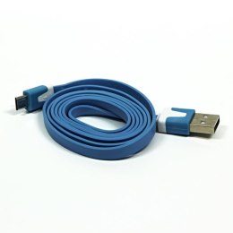 Kabel USB (2.0) USB A M- USB micro M 1m płaski niebieski Logo blistr