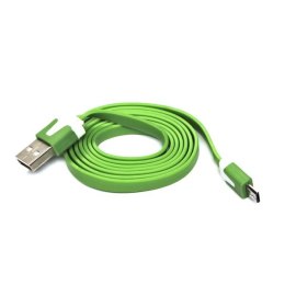 Kabel USB (2.0) USB A M- USB micro M 1m płaski zielony Logo blistr