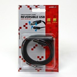 Kabel USB (2.0) USB A M- USB micro M 1m reversible czarny Logo blistr