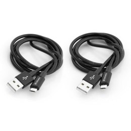 Kabel USB (2.0) USB A M reversible- USB micro M reversible 1m reversible 3 czarny Verbatim box 48874 2szt 2x100cm