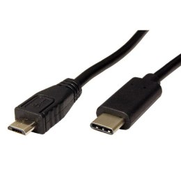 Kabel USB (2.0) USB micro B (2.0) M- USB C M 0.2m okrągły czarny plastic bag