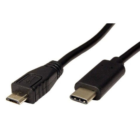 Kabel USB (2.0) USB micro B (2.0) M- USB C M 0.6m okrągły czarny plastic bag