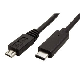 Kabel USB (2.0) USB micro B (2.0) M- USB C M 1m okrągły czarny plastic bag