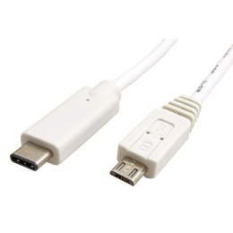 Kabel USB (2.0) USB micro B M- USB C M 1m okrągły biały plastic bag
