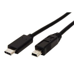 Kabel USB (2.0) USB mini (5pin) B M- USB C M 1m okrągły czarny plastic bag