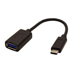 Kabel USB (3.1) USB A F- USB C M 0.15m okrągły czarny plastic bag kabel OTG