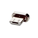 Magnetyczny klabel USB (2.0) USB A M- magnetické koncovky (typ C+lightning+microUSB) 1m przewód okrągły w oplocie srebrny