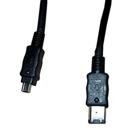 FireWire kabel IEEE 1394, IEEE 1394 (6pin) M- IEEE 1394 (4pin) M, 2m, czarny, Logo, blistr