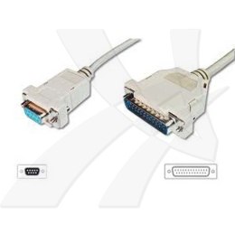 Kabel do transmisji danych sériový+paralelní, 25 pin M- 9 pin F, 2m, szary, do modemu