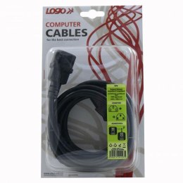 Kabel sieciowy 230V przedłużacz, C13-C14, 3m, VDE approved, czarny, Logo, blistr