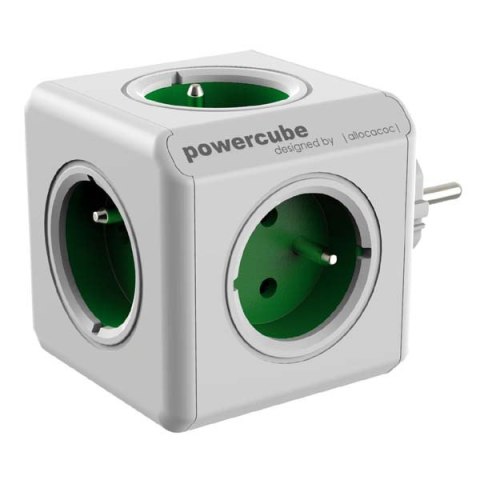 Listwa zasilająca 240V, CEE7 (widelec)-POWERCUBE, 0.1m, ORIGINAL, zielona, POWERCUBE, 5 zásuvek, dětské pojistky