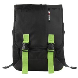 Plecak na notebook 15,6", czarny z zielonymi dodatkami, nylon, NB006, Crown