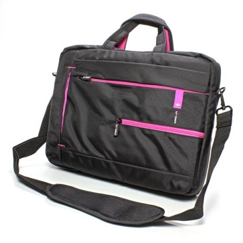 Torba na notebook 15,6", czarna z różowymi wstawkami, nylon, NT006, Crown