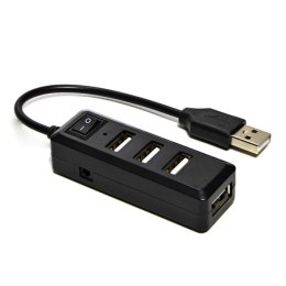 USB (2.0) HUB 4-port 330 czarna délka kabelu 15cm możliwość wyłączenia całego HUBa