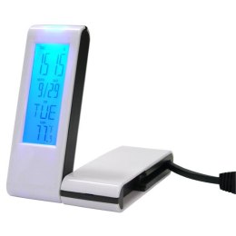 USB (2.0) hub 4-port biały podświetlany godzina budzik regulator czasowy