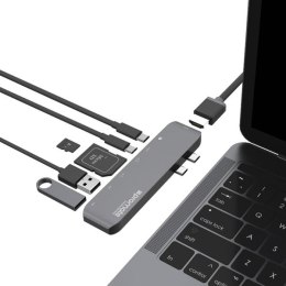 USB (3.1) USB typ C hub 7-port MacHub-Pro szary Promate USB 3.1 USB 3.0 Thunderbolt 3TF SD HDMI