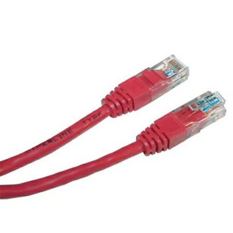 UTP patchcord, Cat.5e, RJ45 M-15m, nieekranowany, krzyżowy, czerwony, do połączenia 2 PC economy