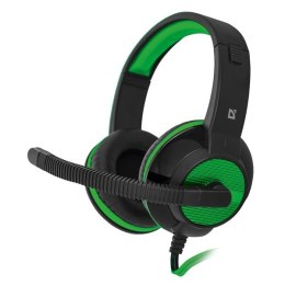 Defender Warhead G-200 Gaming Headset słuchawki z mikrofonem regulacja głośności czarno-zielona 2x 3.5 mm jack