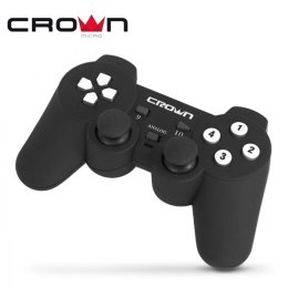Gamepad Crown herní ovladač, czarny, 12 przycisków, wibracja
