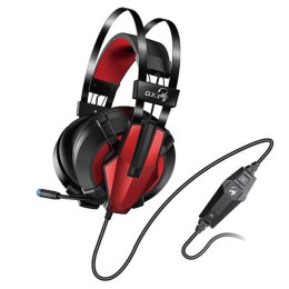 Genius HS-G710V, Gaming Headset, słuchawki z mikrofonem, regulacja głośności, czarno/czerwony, 3.5 mm jack
