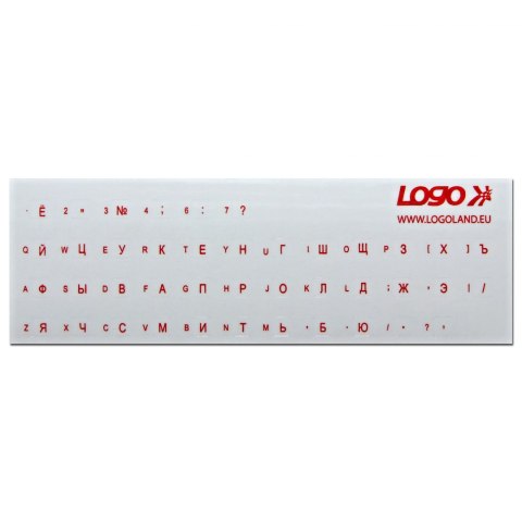 Naklejki na klawiature LOGO na klawiaturę, czerwony, alfabet rosyjski, cena za 1 szt.