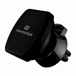 Uchwyt magnetyczny do telefonu lub GPS do samochodu czarny plastikowy Swissten do kratki wentylacyjnej czarna telefon