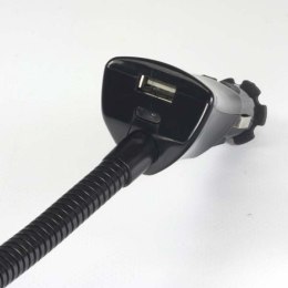 Uchwyt mobiluPDAGPS przegłubowy do samochodu regulowana szerokość czarny plastikowy LOGO z portem USB 15A czarna tele