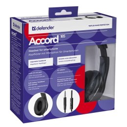 Defender Accord 185 słuchawki z mikrofonem bez regulacji głośności na przewodzie czarna zamykane 2x 3.5 mm jack