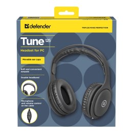 Defender Tune 125 słuchawki z mikrofonem regulacja głośności czarna 2.0 2x 35 mm jack