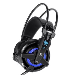 E-Blue Auroza EHS950 FPS Gaming Headset słuchawki z mikrofonem regulacja głośności czarna 7.1 surround (virtual) USB niebi