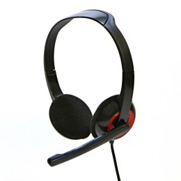 Logo Słuchawki HL-02, słuchawki z mikrofonem, regulacja głośności, czarna, 2x 3.5 mm jack