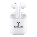 Powerton słuchawki bluetooth WPBTE01, s nabíjecí krabičkou, mikrofon, biała, Airpods style, Pop-Up funkce sport