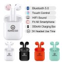 Powerton słuchawki bluetooth WPBTE01, s nabíjecí krabičkou, mikrofon, biała, Airpods style, Pop-Up funkce sport