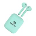 Powerton słuchawki bluetooth WPBTE01, s nabíjecí krabičkou, mikrofon, zielona, Airpods style, Pop-Up funkce sport