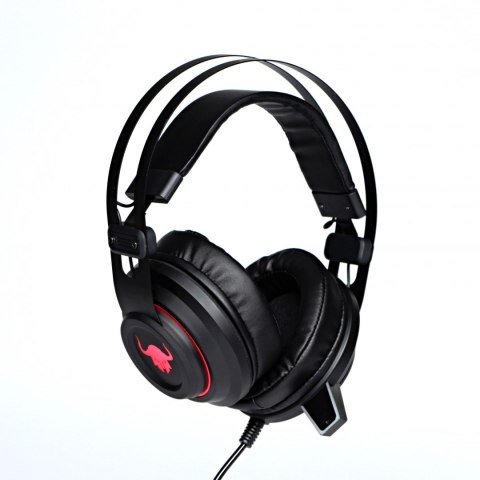 RED FIGHTER H3 słuchawki z mikrofonem regulacja głośności czarno-czerwona dla graczy podświetlenie 2x 3.5 mm jack + USB